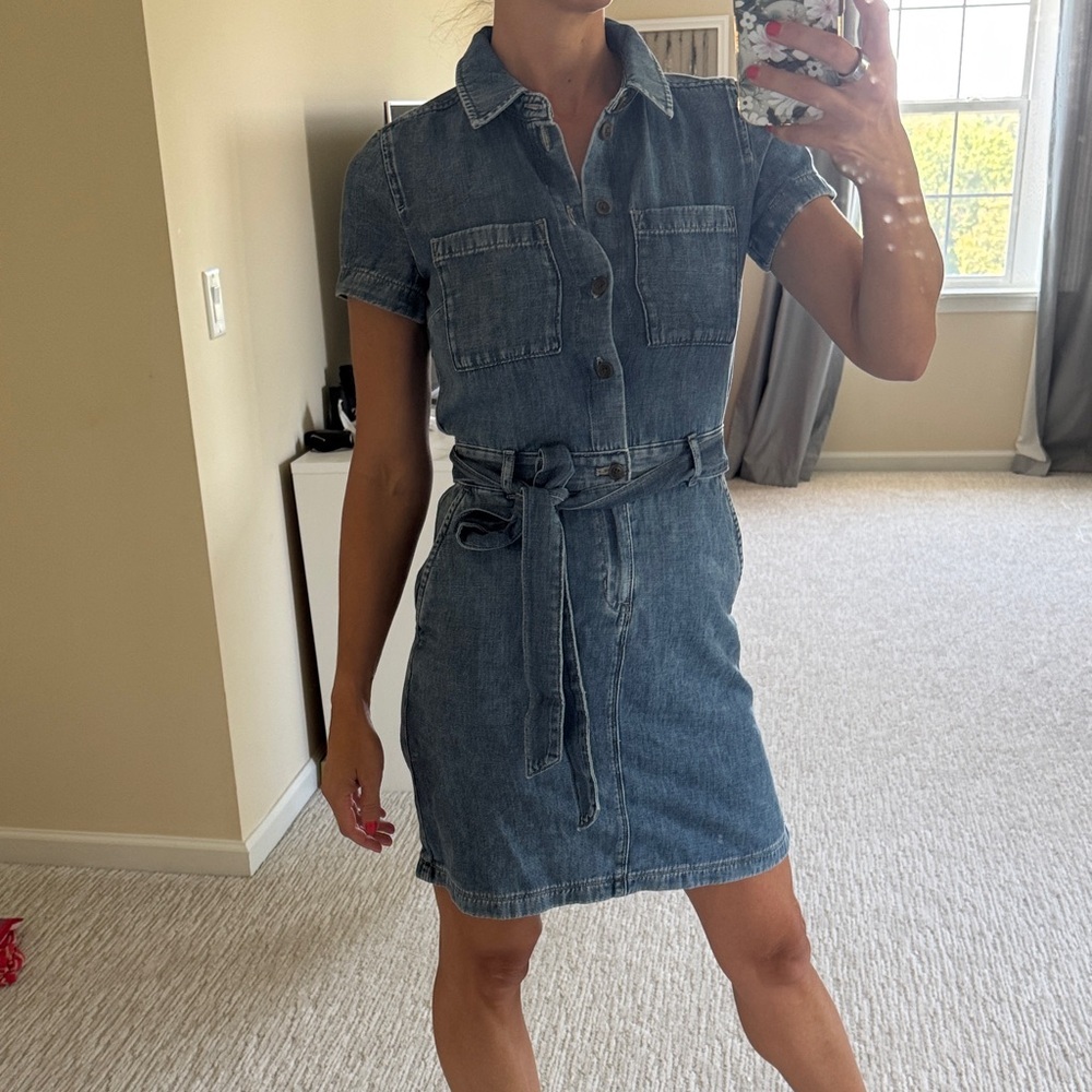 Jcrew Denim Short Sleeve Belted Dress NWT